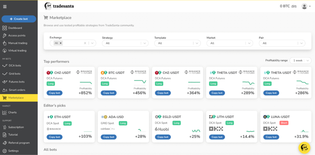 Copy Trade Cripto TradeSanta 2