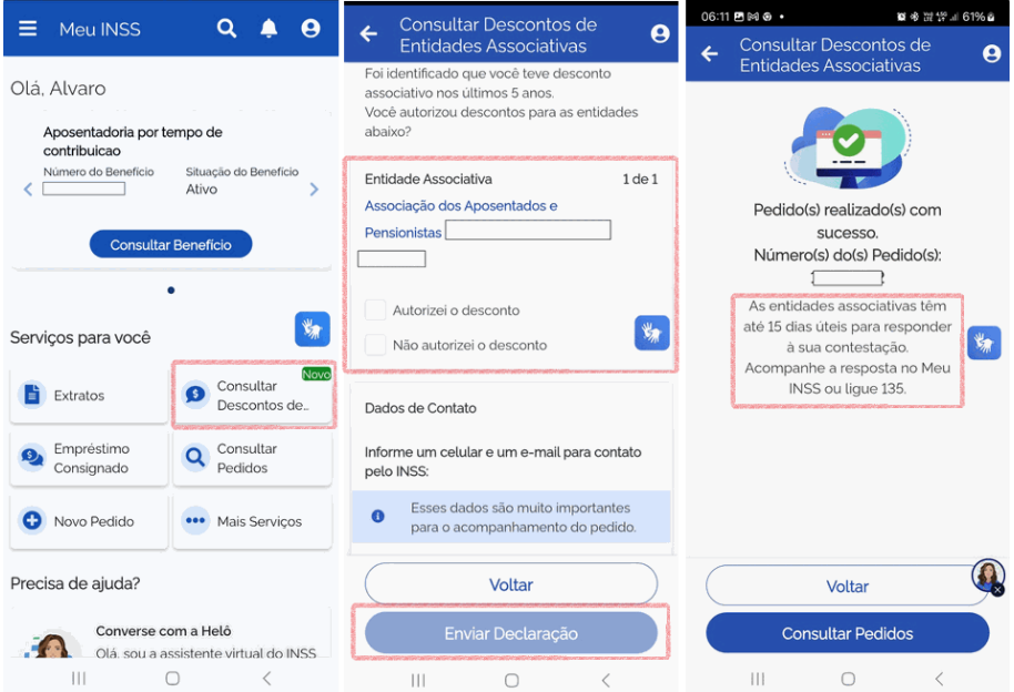 Tutorial para solicitação de reembolso de valores descontados indevidamente no benefício do INSS (Divulgação/INSS)
