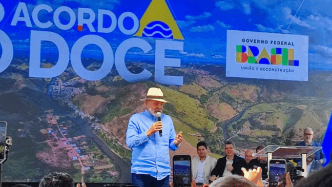 Presidente Lula durante pronunciamento em Mariana - MG.