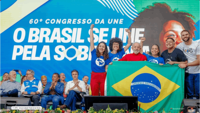 Presidente da República, Luiz Inácio Lula da Silva, durante cerimônia de abertura do 60º CONUNE – Congresso da União Nacional dos Estudantes. Centro de Cultura e Eventos da Universidade Federal de Goiás, Goiânia - GO. Foto: Ricardo Stuckert / PR