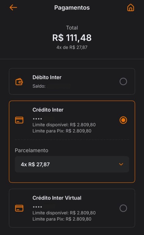 fazer pix com cartão de crédito Inter